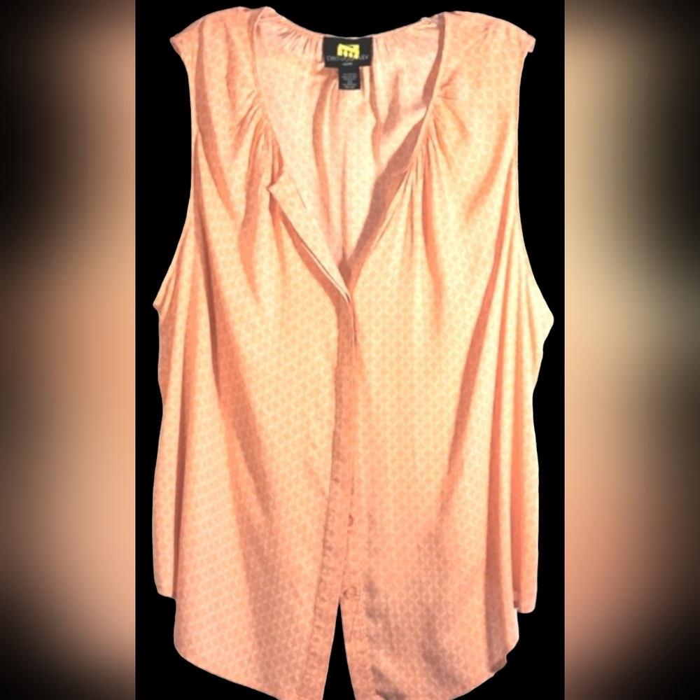 Cynthia Rowley Blouse V-neck  Button-Down Beautiful Light Orange 2X  🧡